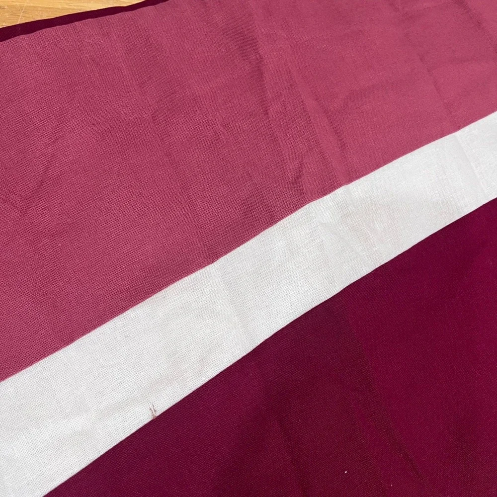 Fieldcrest Classic Linen Blend Colorblock Curtains Burgundy Rose White 52x84 Vtg